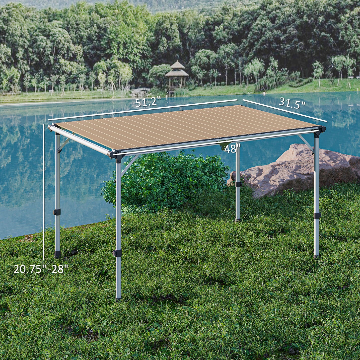 Adjustable Folding Camping Table - Portable Aluminum Picnic Table