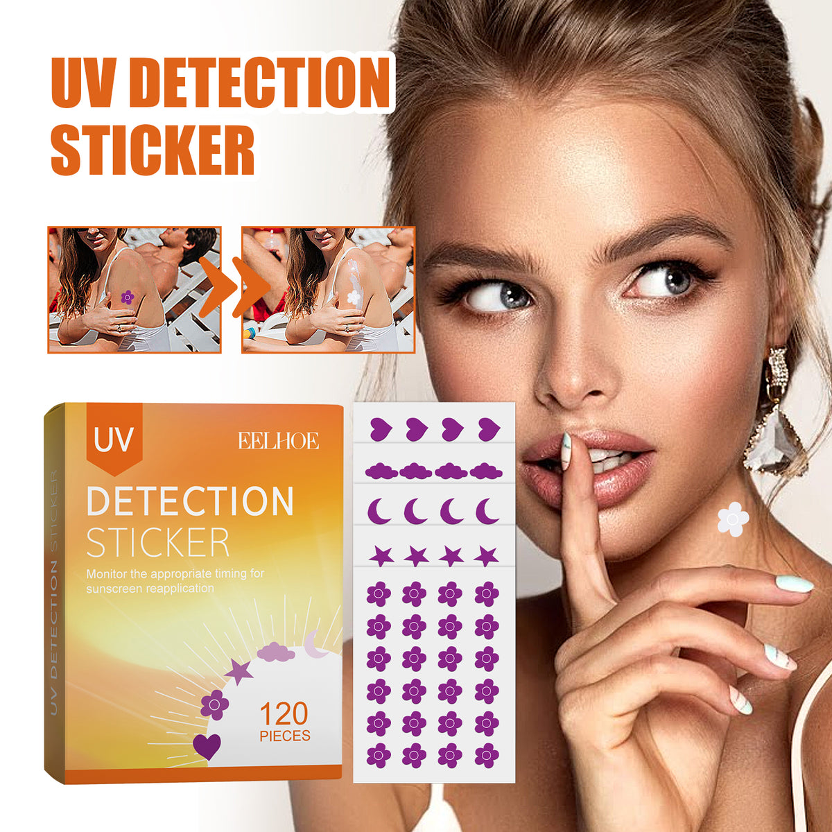 UV Detection Sticker 120 Pieces - Body Care Accessories for Skin Monitoring