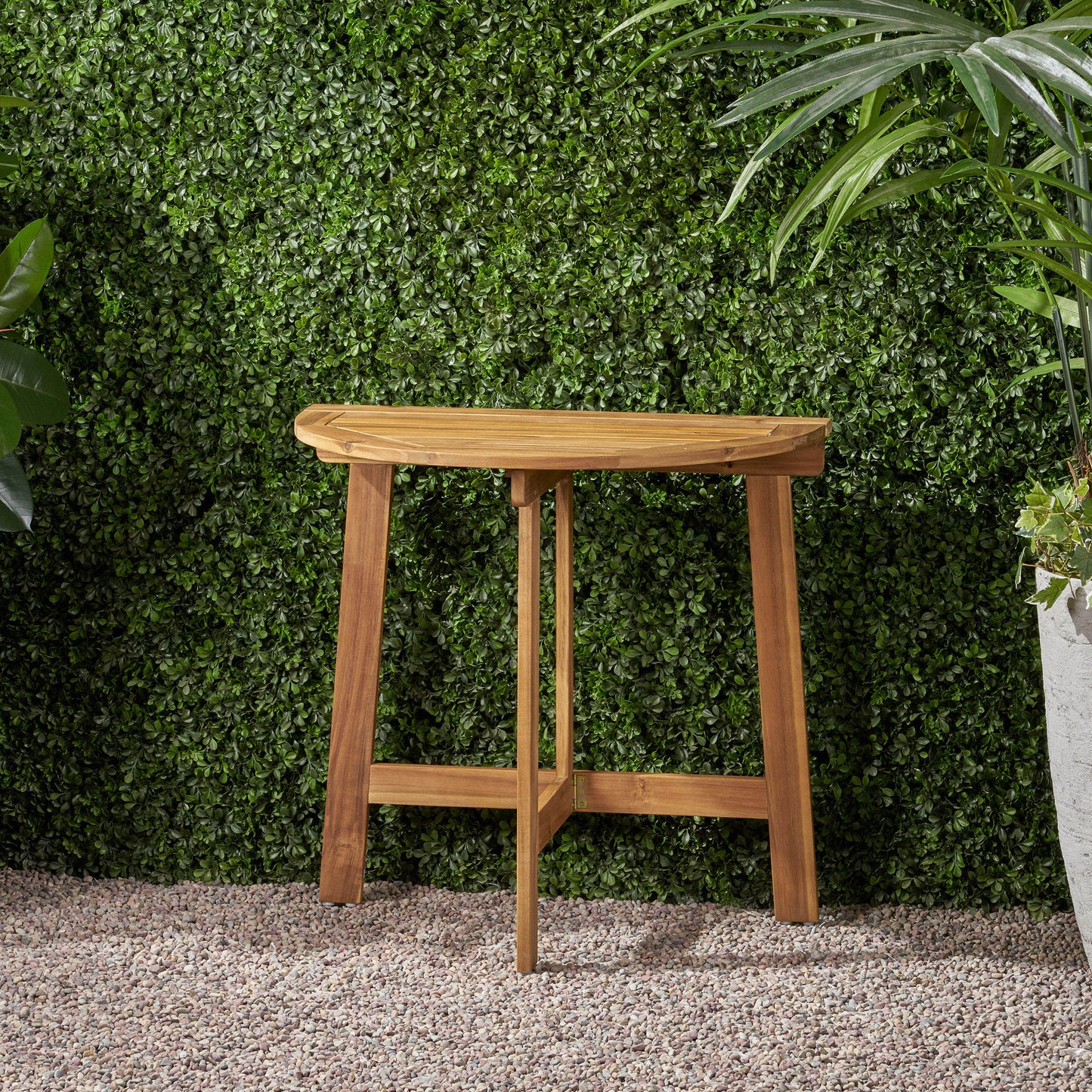 Outdoor Half-Round Folding Bistro Table - Acacia Wood, Natural