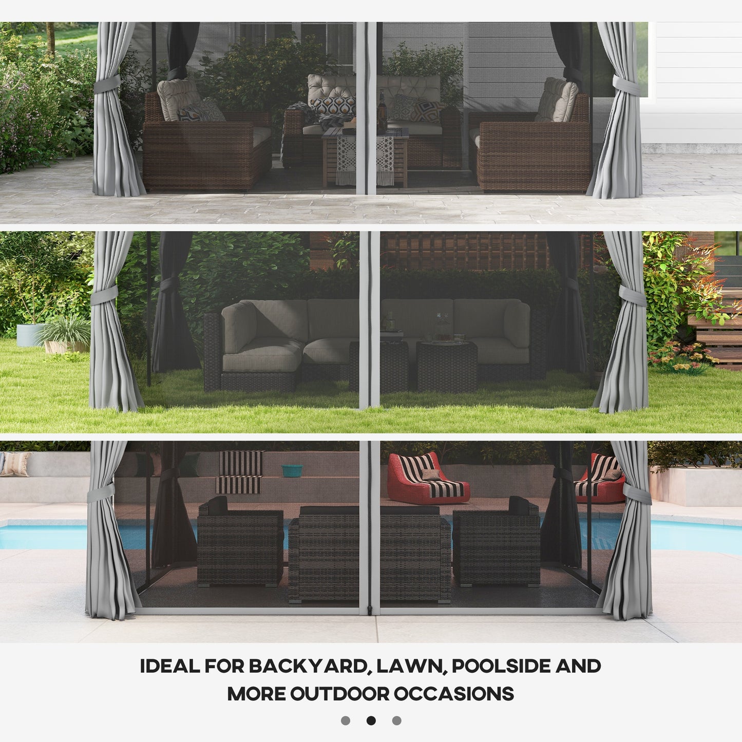 10x13 Outdoor Patio Gazebo Canopy with Double Roof & Curtains