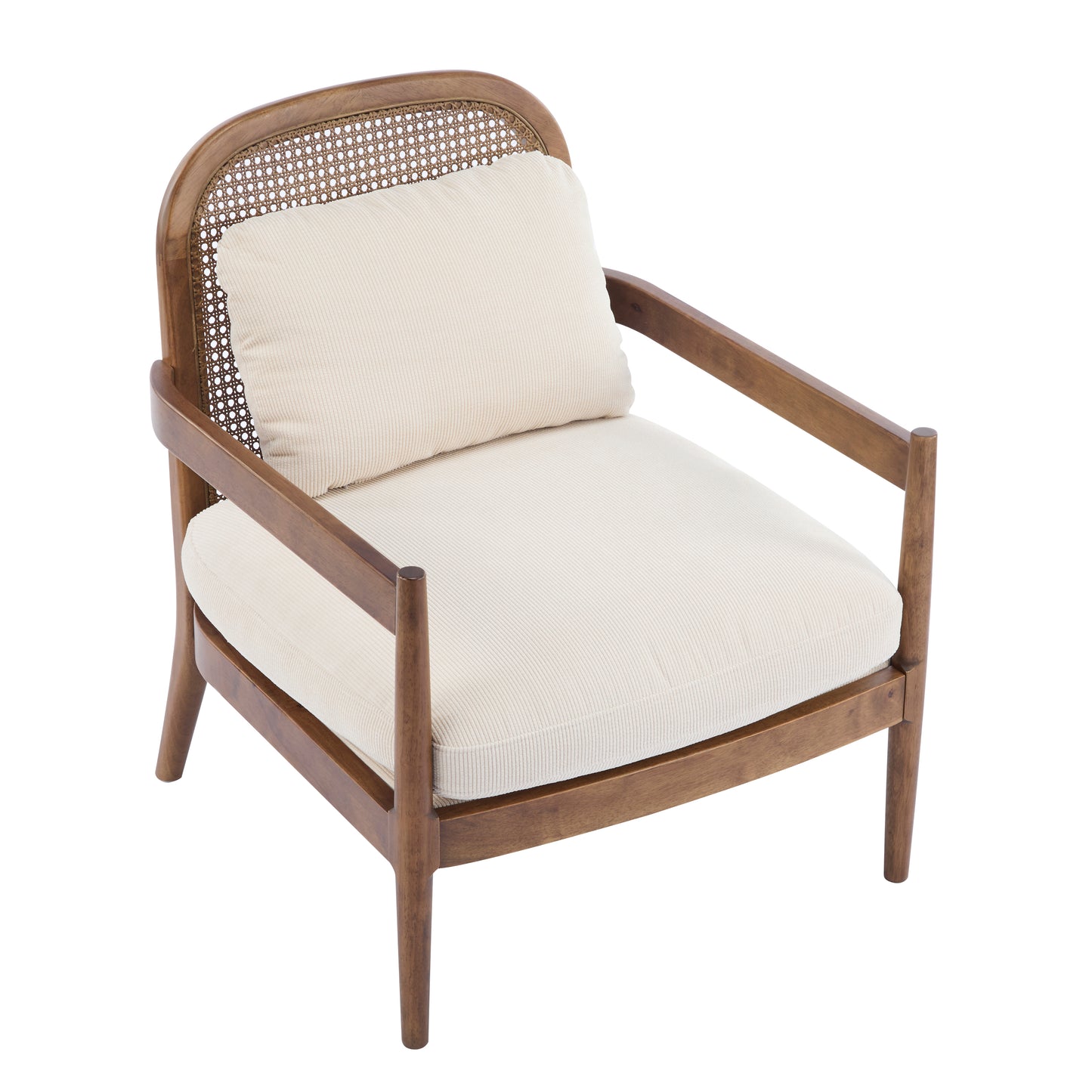 Mid-Century Modern Accent Chair Set - Light Brown & Beige Stripe