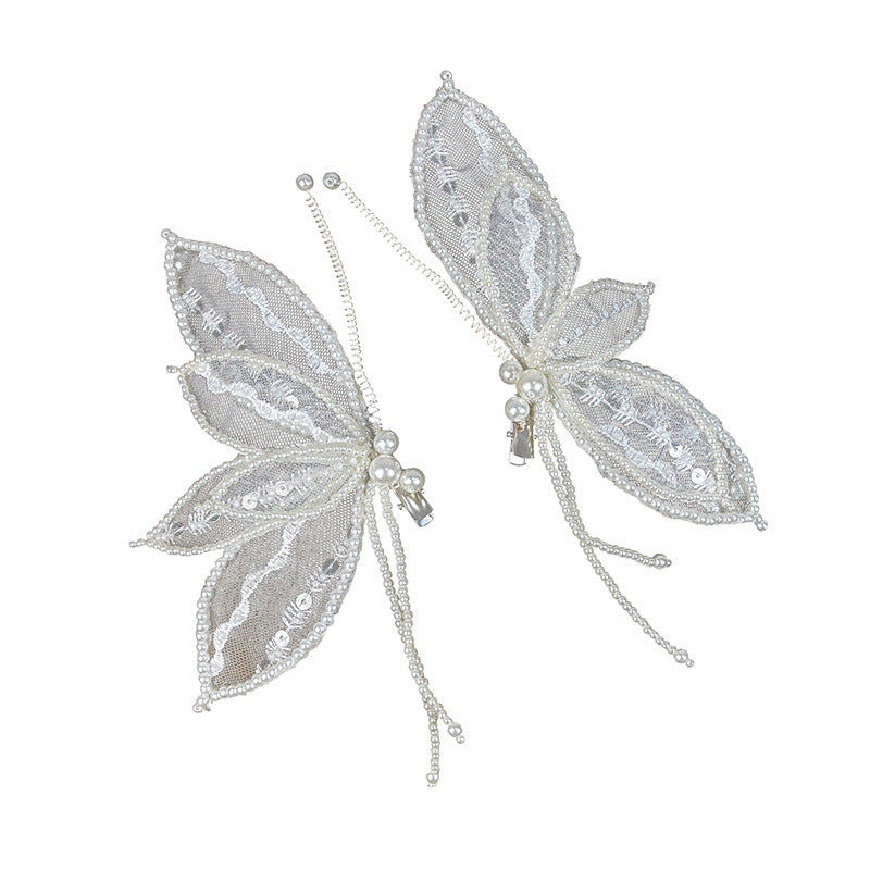 Bow Hairpin Pair with Pearl Alloy Beads