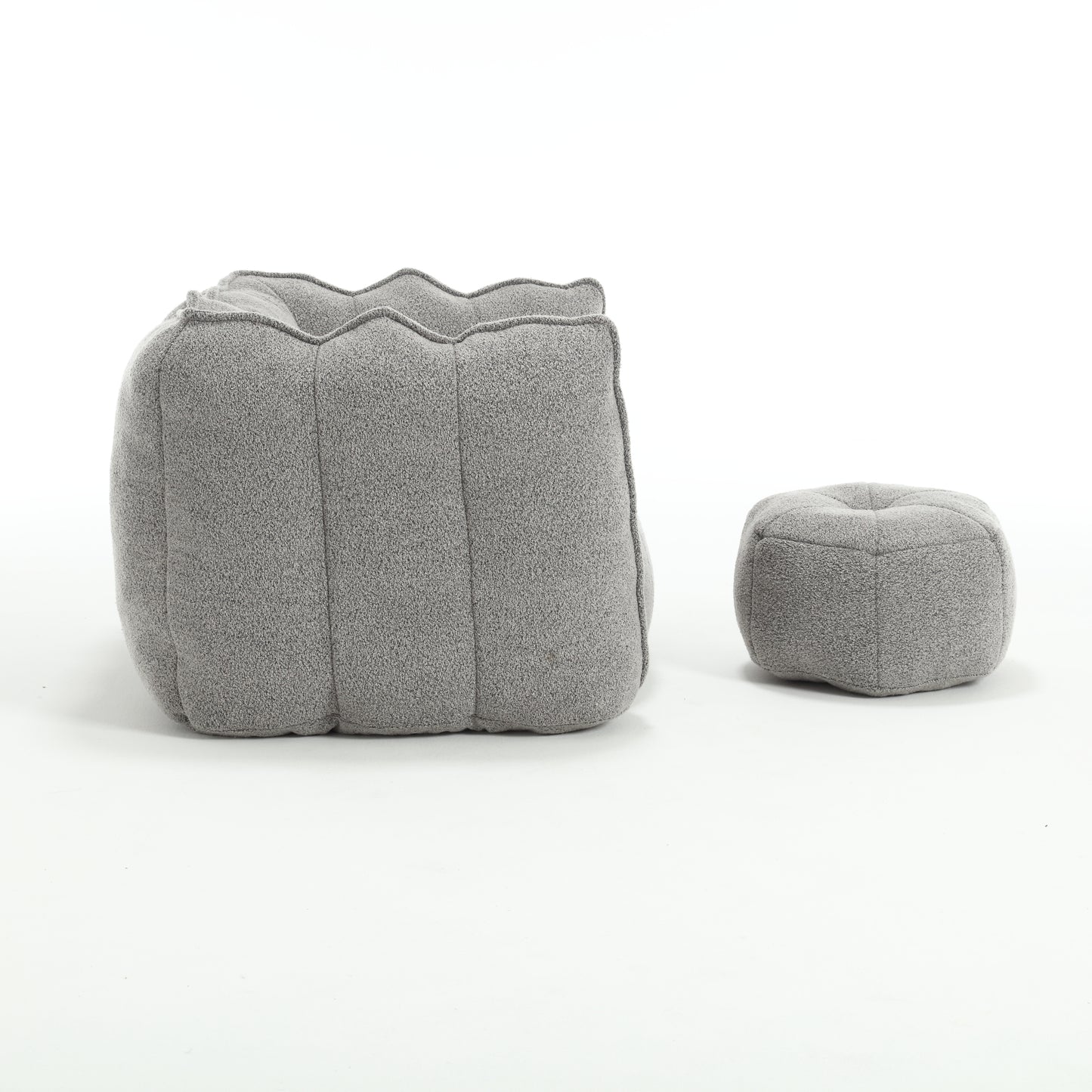 Soft Chenille Bean Bag Chair with Foam - Grey