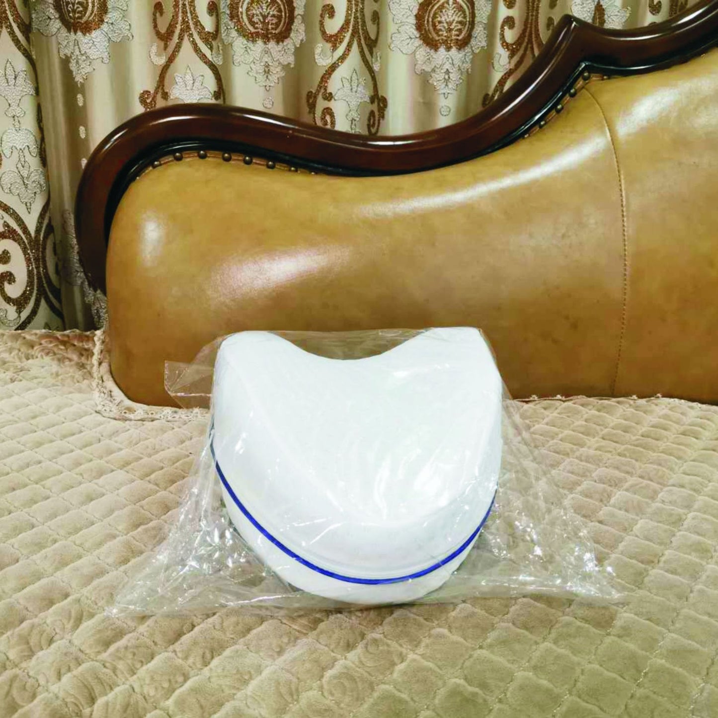 Memory Foam Leg Pillow - Heart Shape, Adjustable Height, Blue
