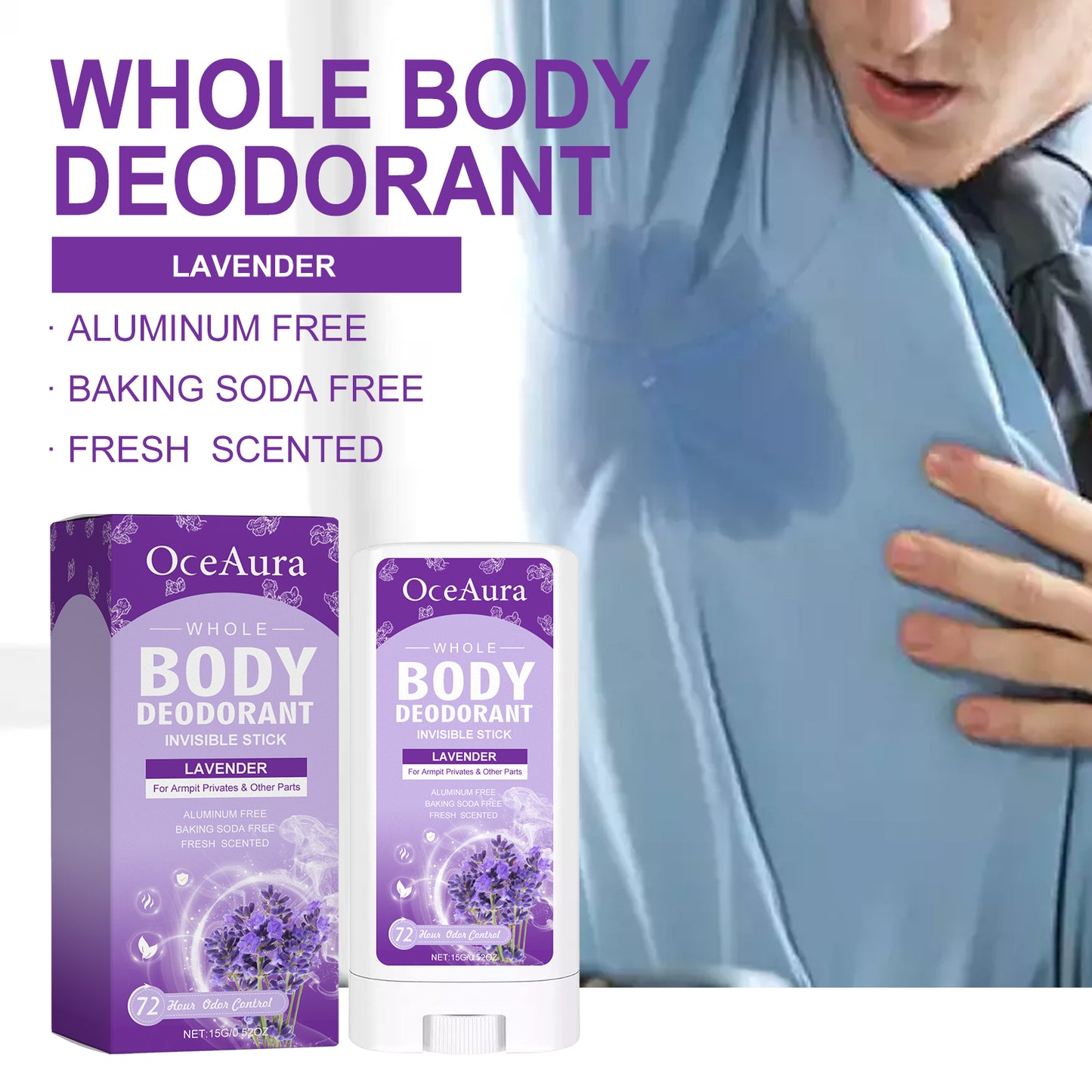 Lavender Scented Body Deodorant Stick with Vitamin E & Avocado Oil