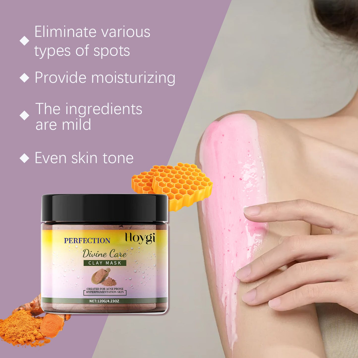 Brightening Facial Mask with Turmeric & Tea Tree Oil - Deep Moisturizing Care