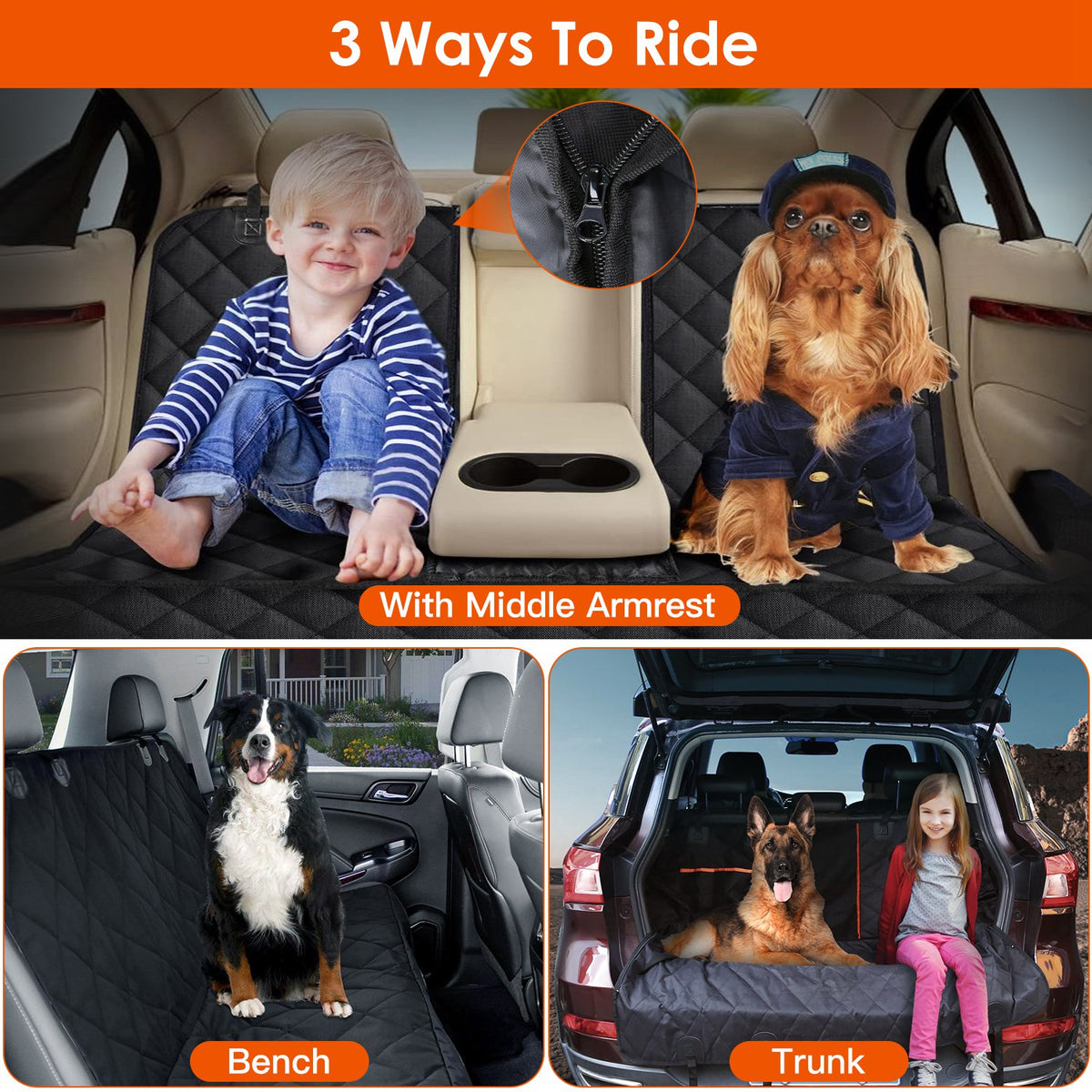 Waterproof Dog Car Seat Cover with Seat Belt - Universal Fit for SUV Truck & Car