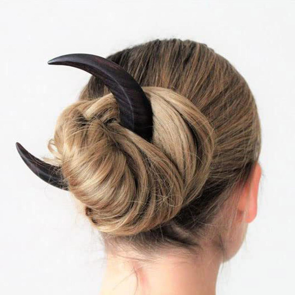 Wooden Crescent Hair Barrette - Black, Brown