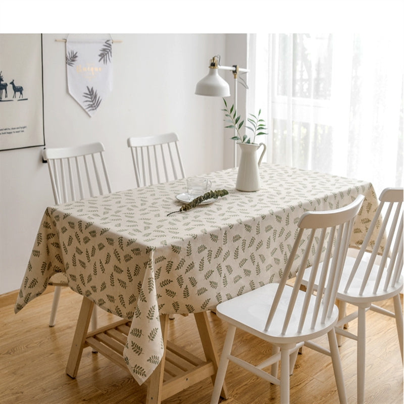 Cotton Linen Cloth Art Desk Cover - Rustic Pastoral Leaves, Multiple Sizes