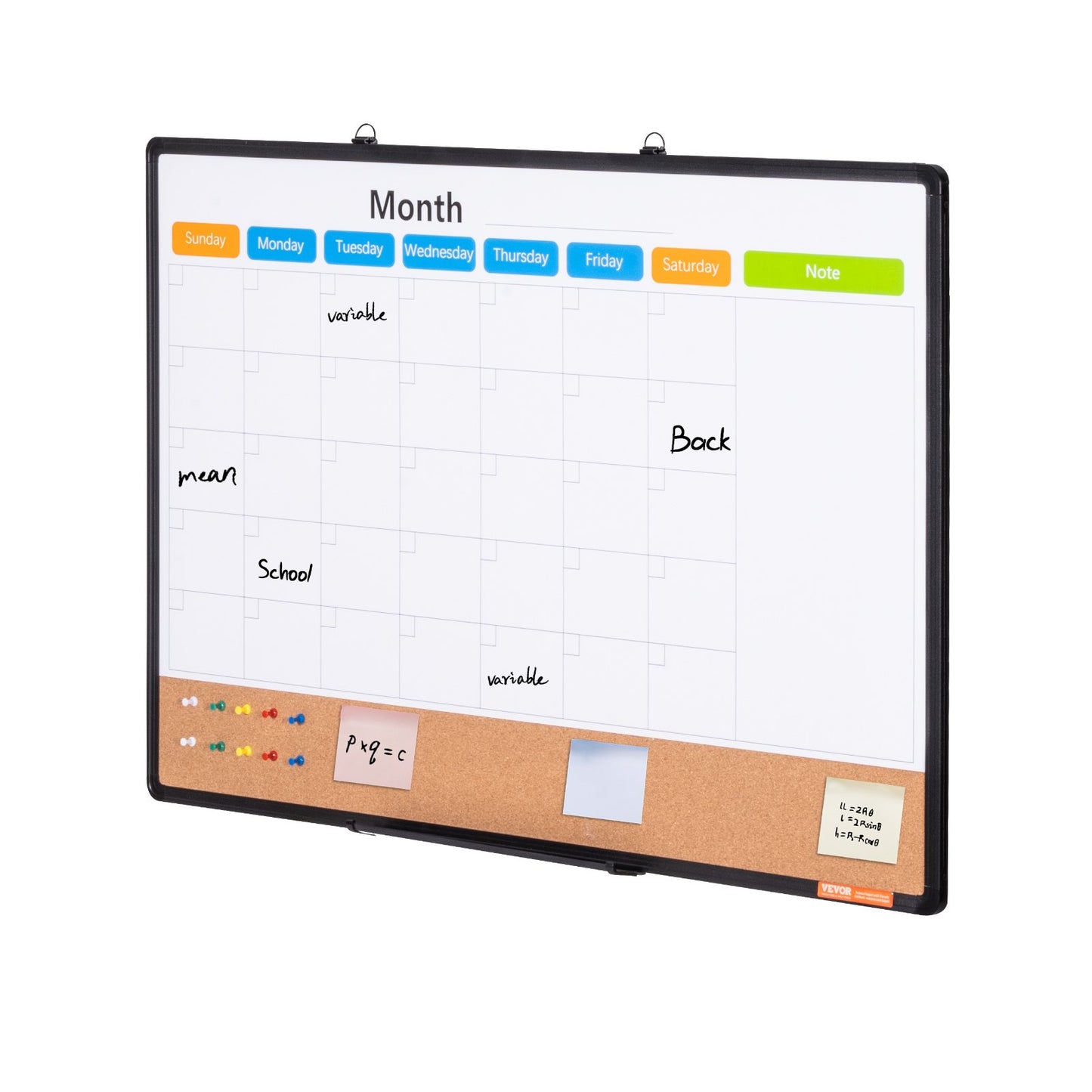 36 x 24 Monthly Calendar Whiteboard & Cork Board Combo