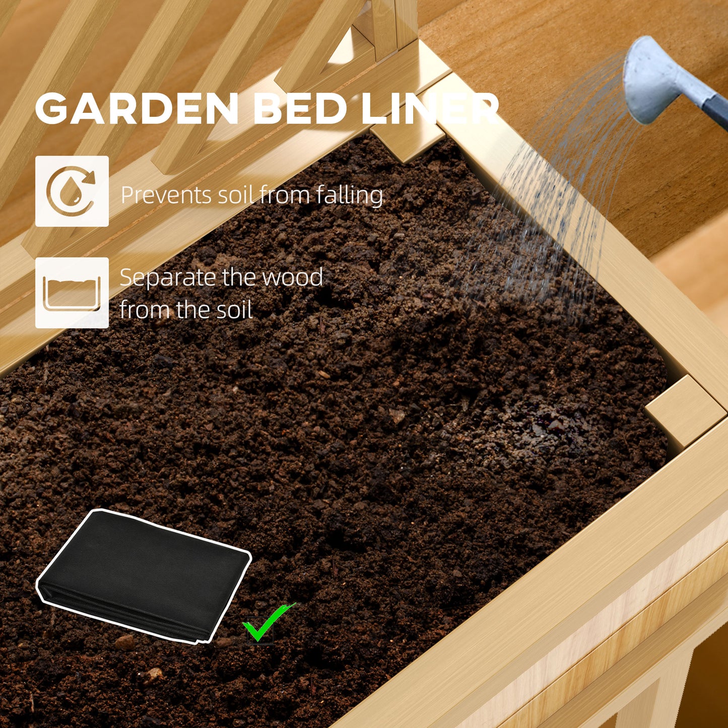 Wooden Garden Planter with Trellis for Climbing Plants, Raised Bed, Natural Finish