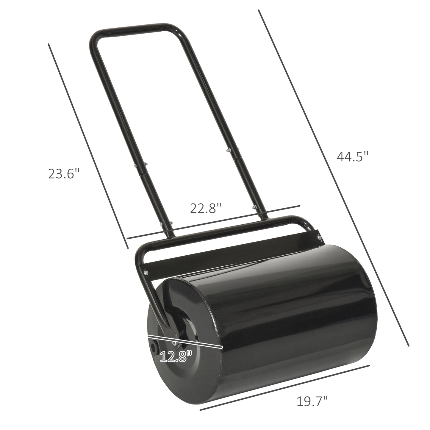 20-Inch Tow Behind Lawn Roller Filled With Water or Sand for Flattening Sod, Black