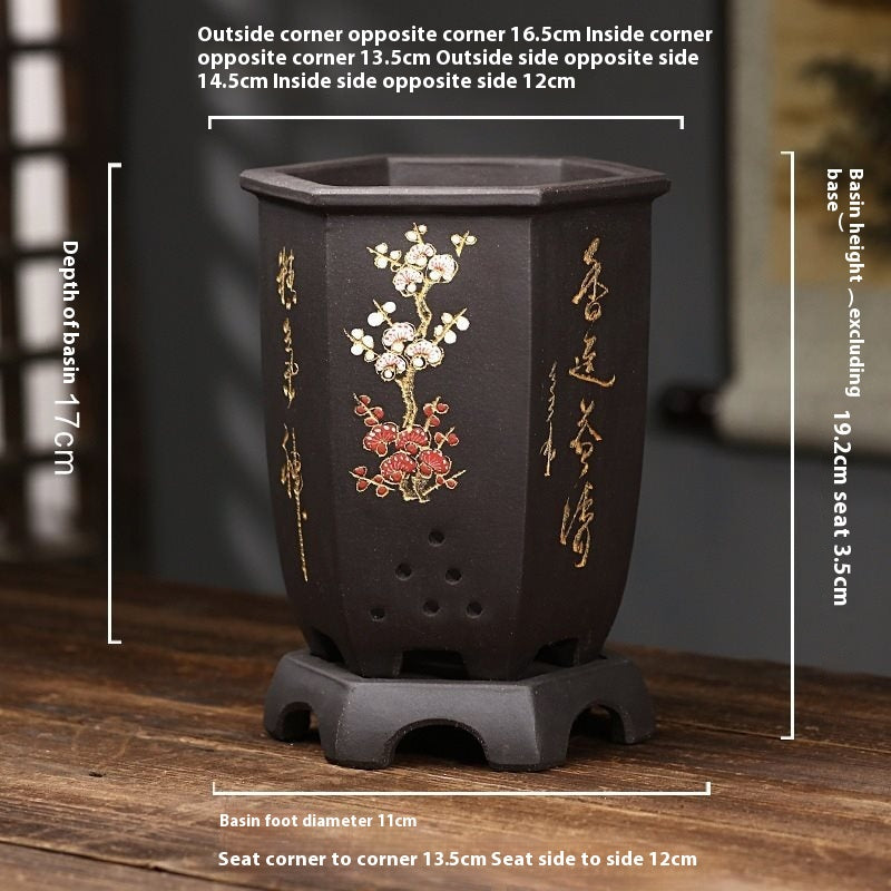 Hexagonal Large Ceramic Flowerpot for Home Garden Indoor Outdoor