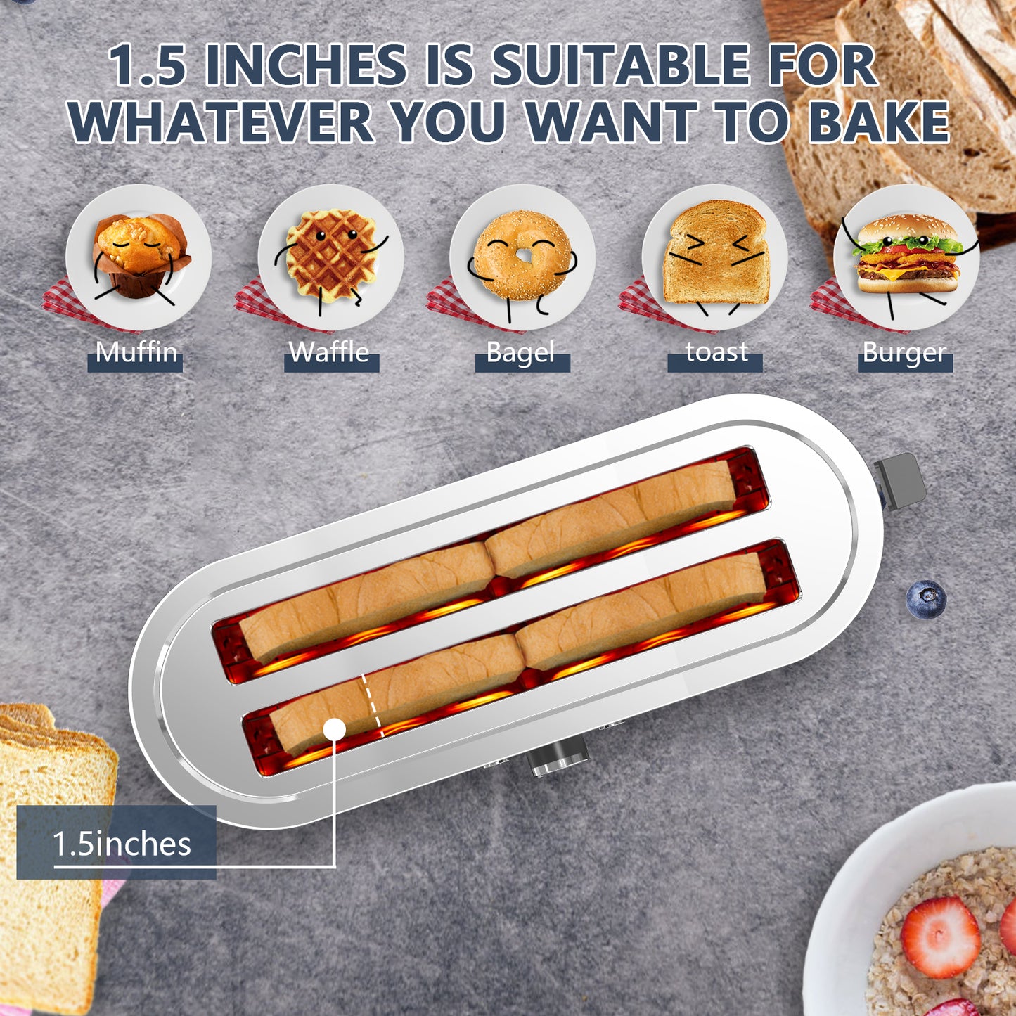 4-Slice Stainless Steel Toaster with 7 Settings and Removable Crumb Tray