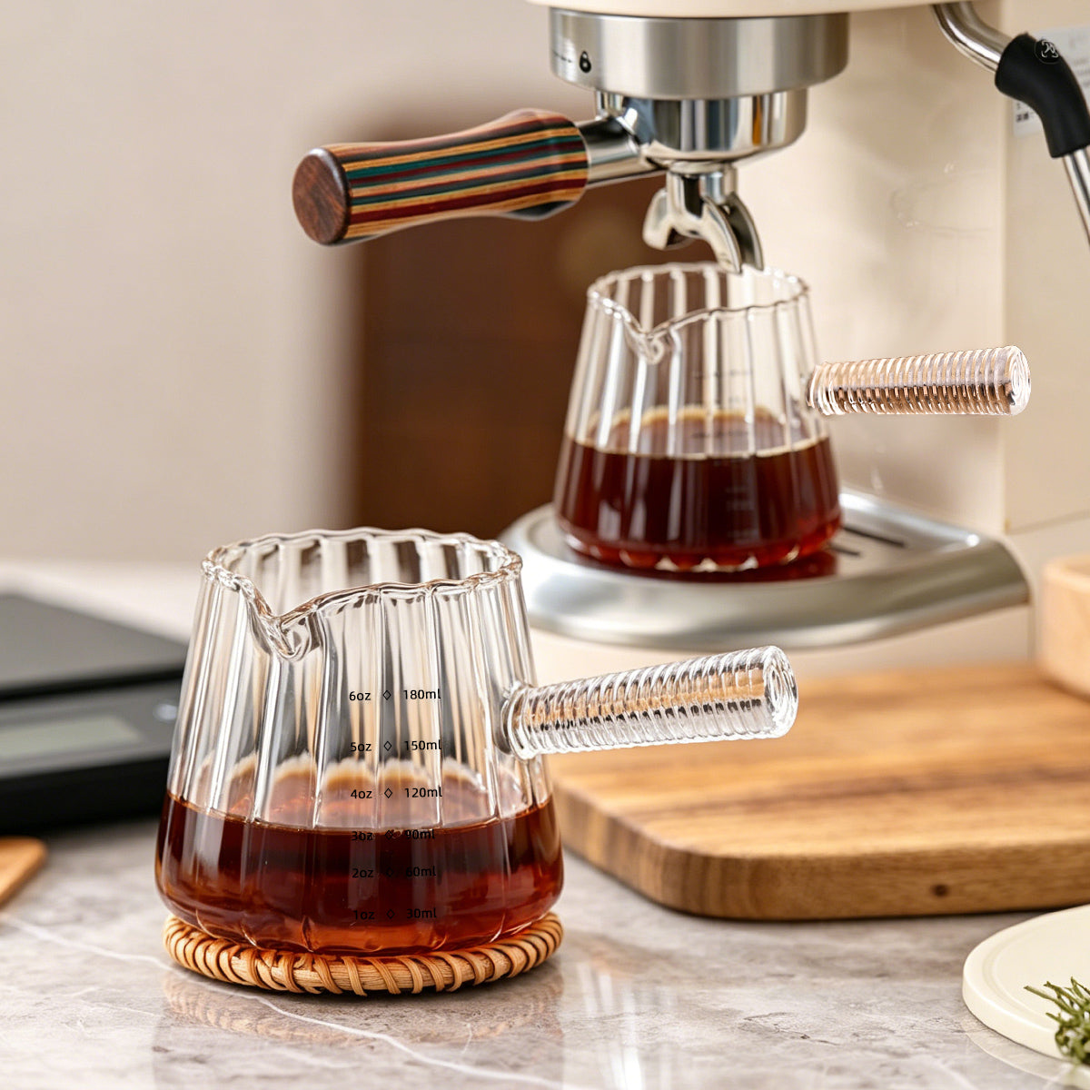 180ml Mini Coffee Cup with Glass Handle - Italian Style