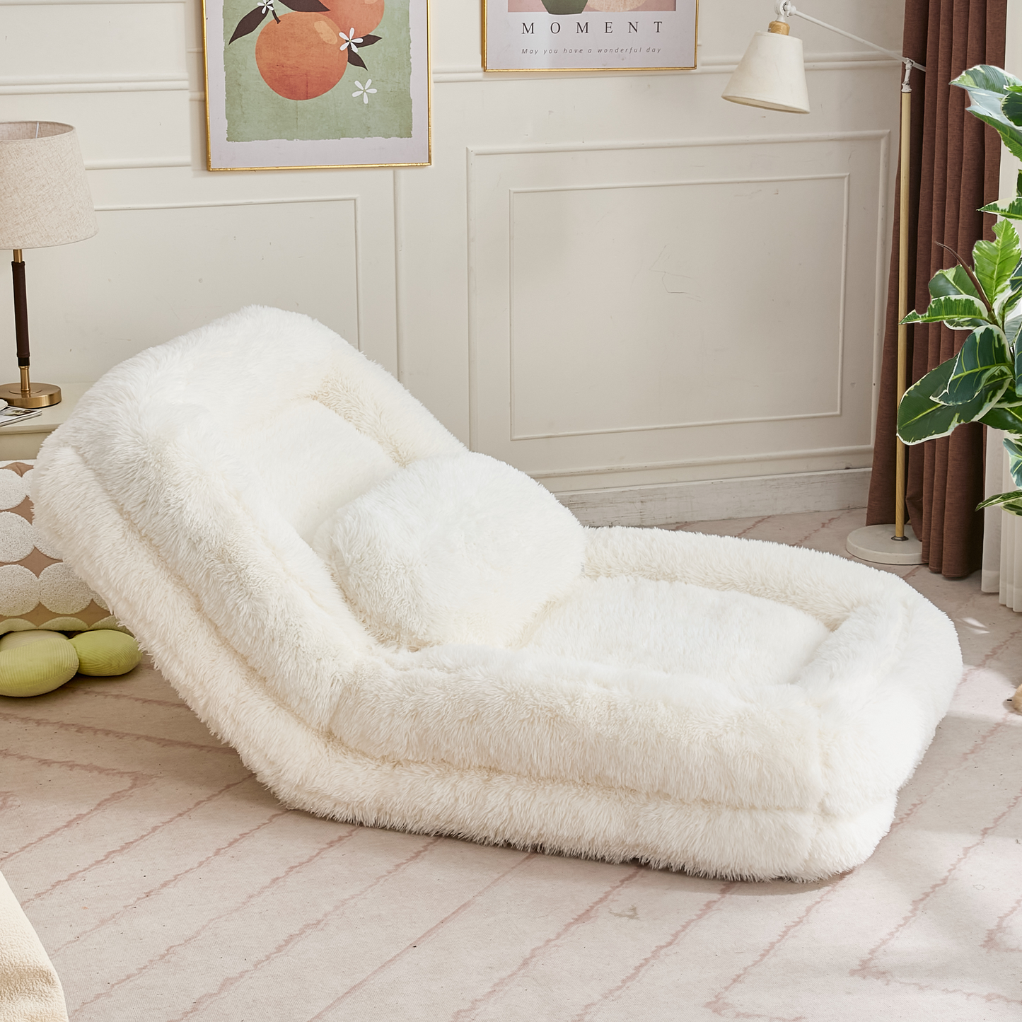 5-Position Adjustable Human Dog Bed & Lazy Sofa - Beige