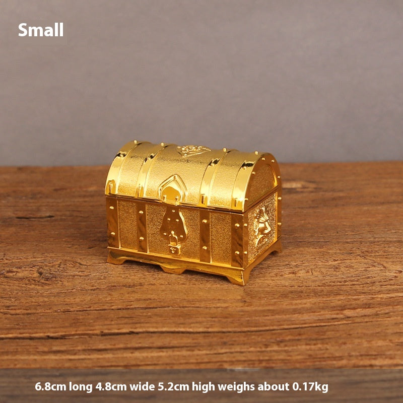 Retro Chinese Style Jewelry Box with Lock - Handcrafted Alloy Storage Chest