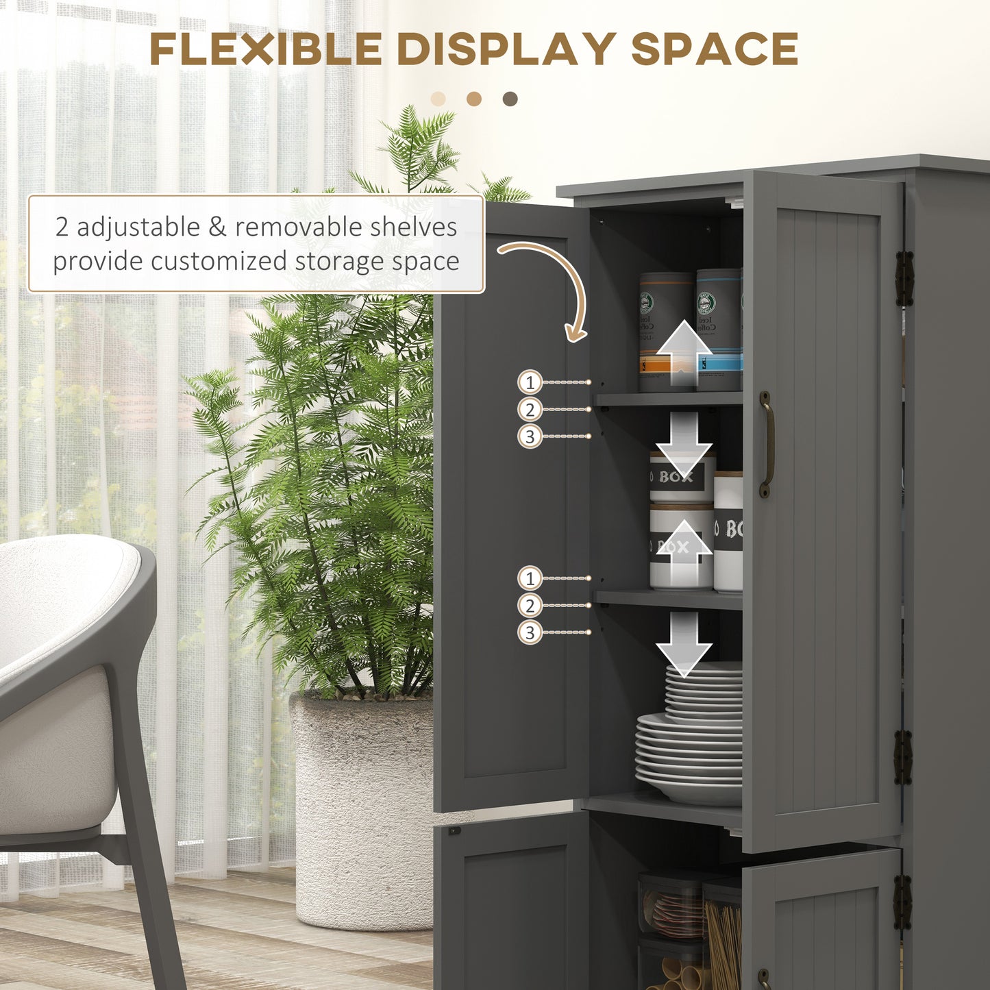 Gray Accent Floor Storage Cabinet with Adjustable Shelves