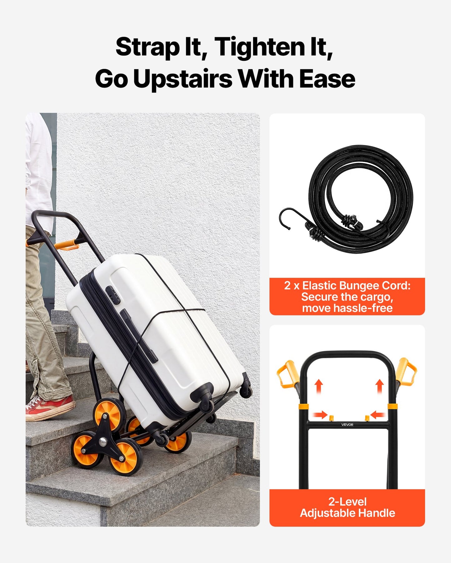Heavy-Duty Stair Climbing Hand Truck with Folding Design, 440 Lb Capacity - Black