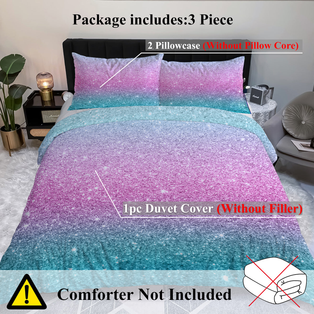 3-Piece Ultra Soft Microfiber Duvet Cover Set - Multiple Sizes