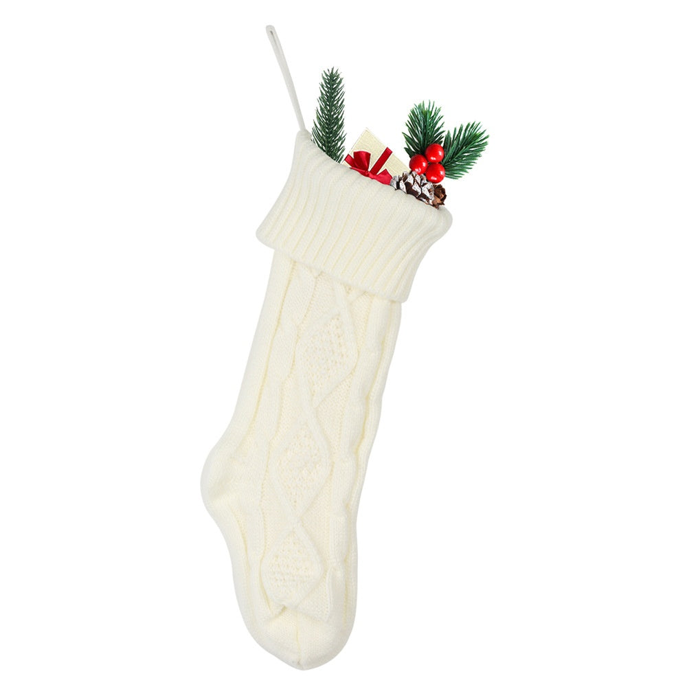 Large Christmas Gift Bag 46CM Wool Knitted Socks Scene Decor - Holiday Ornament