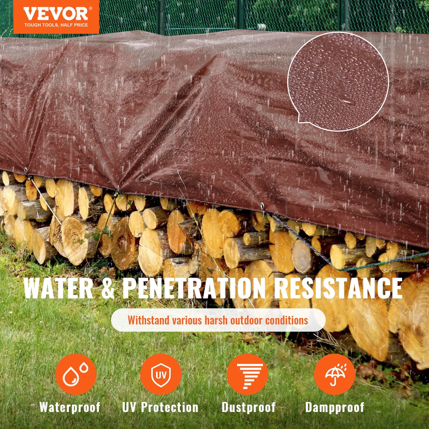Heavy Duty Waterproof Tarp 20x40 Ft 16 Mil Poly Cover - All-Weather Outdoor Protection