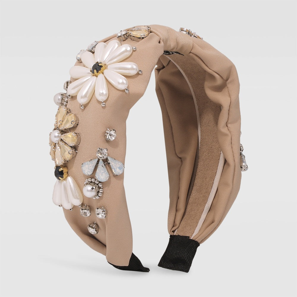 Retro Palace Satin Hair Hoop - Wide Headband with Diamonds