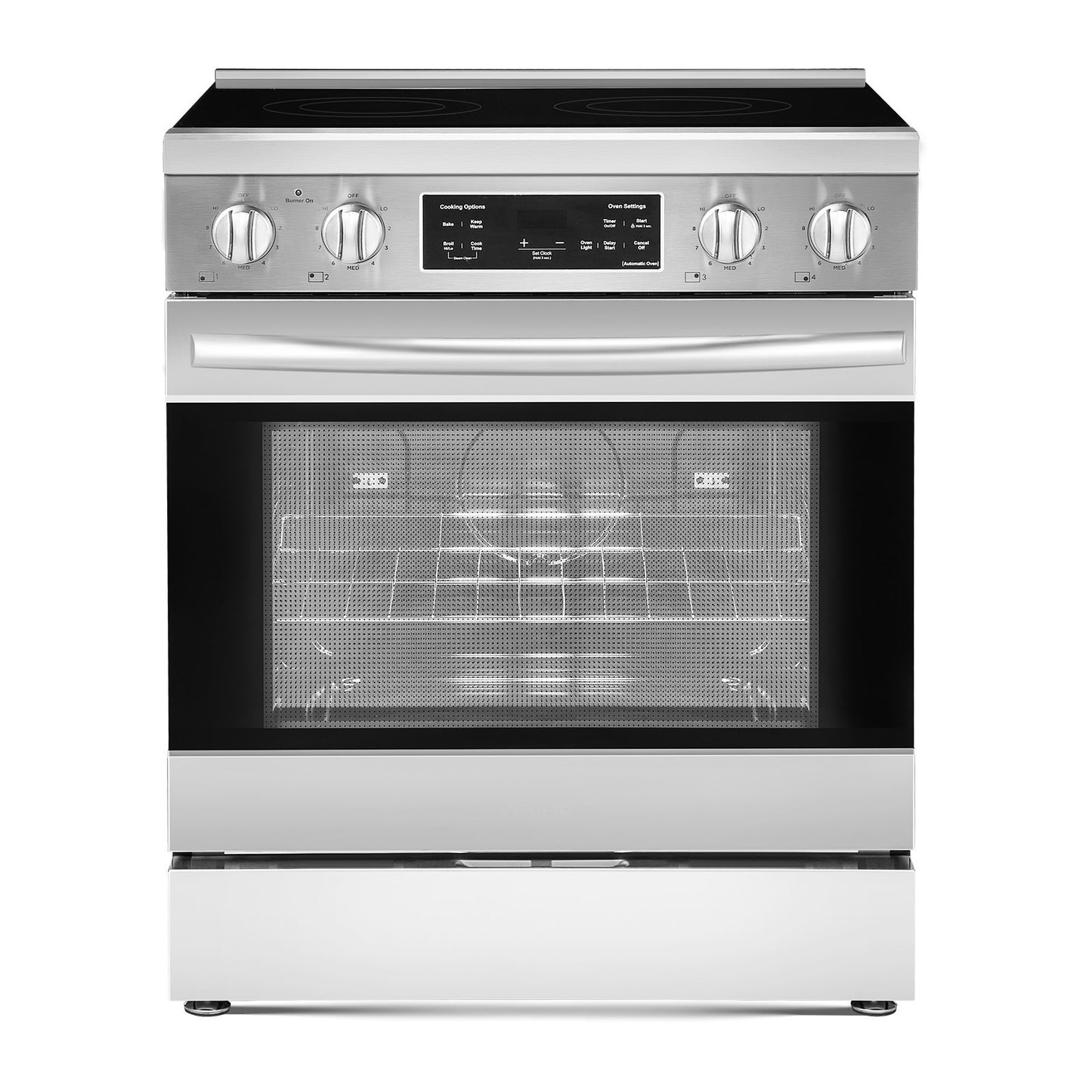 30-Inch Electric Range Oven with 4 Burners - Stainless Steel