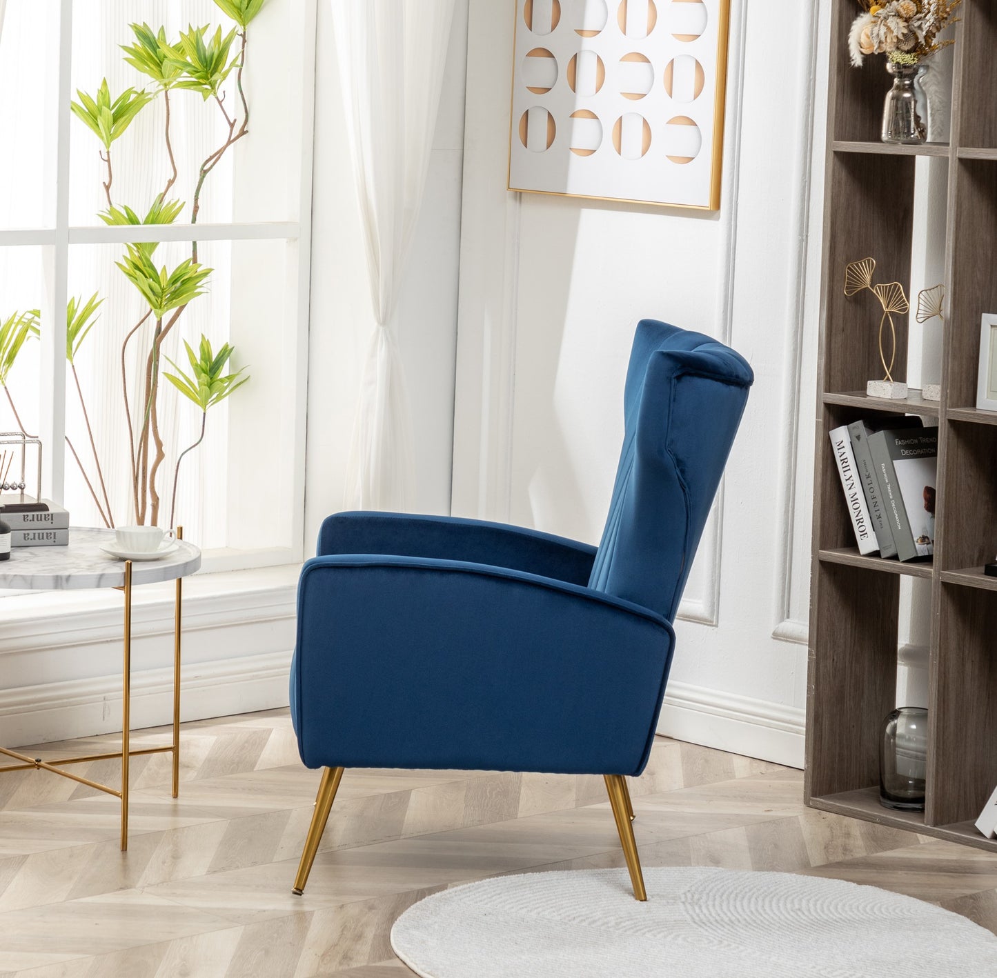 Velvet Accent Chair With Metal Legs, Modern Upholstered Armchair,
