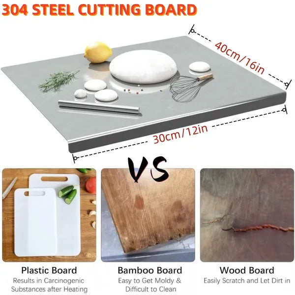 XXL Stainless Steel Cutting Board - Heavy-Duty & Anti-Slip