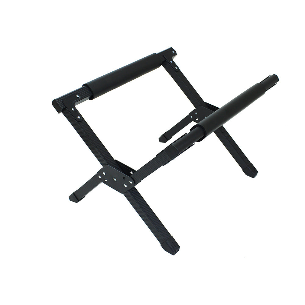 Foldable Ice Bucket Rack for Outdoor Use - Aluminum Alloy Storage Shelf Black