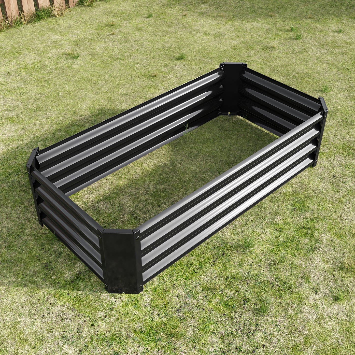 Metal Raised Garden Bed - 4'x2'x1' Rectangle Planter for Flowers, Vegetables, Herbs - Black