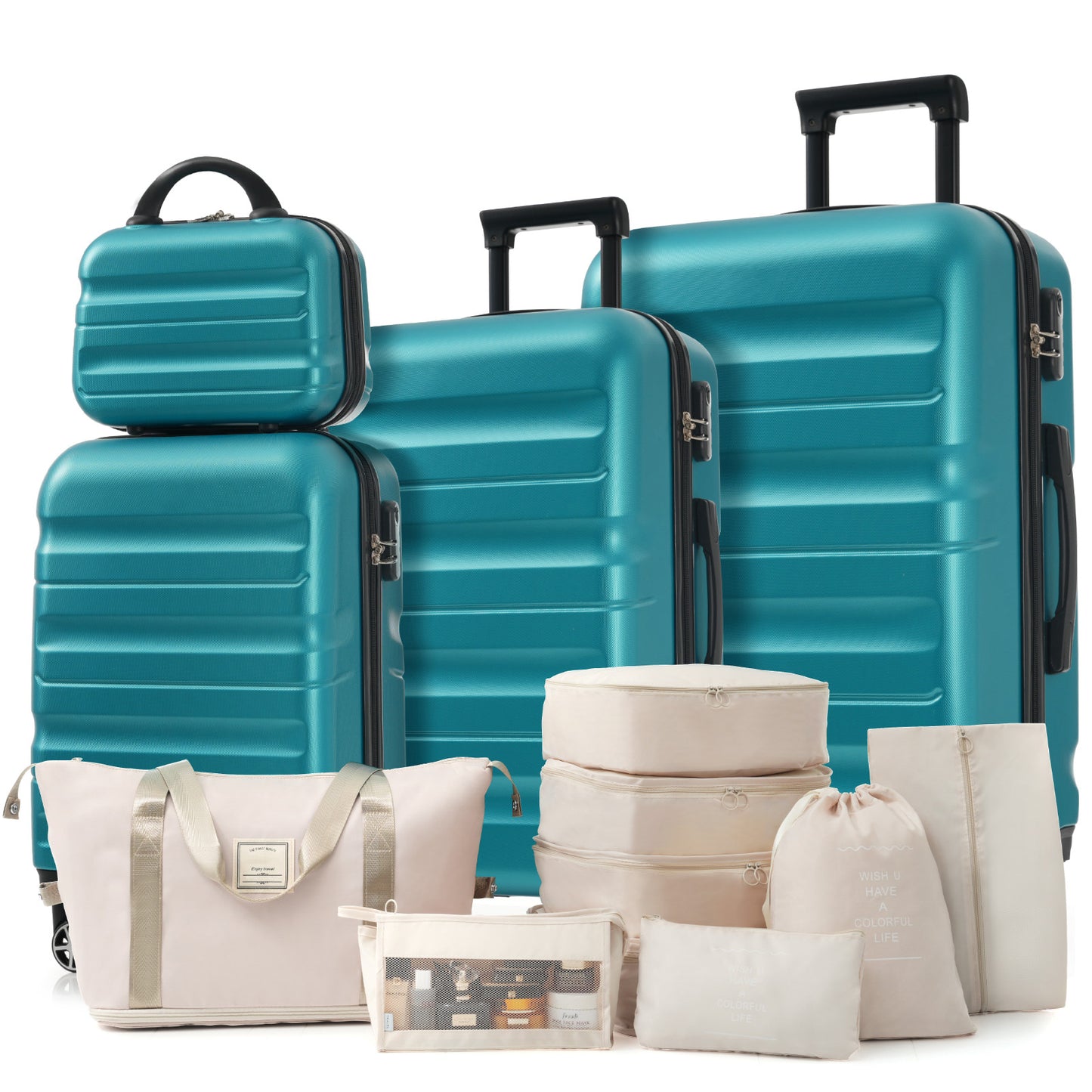 Hardshell ABS Luggage Set - Lightweight Suitcases with Dual Spinner Wheels - Blue