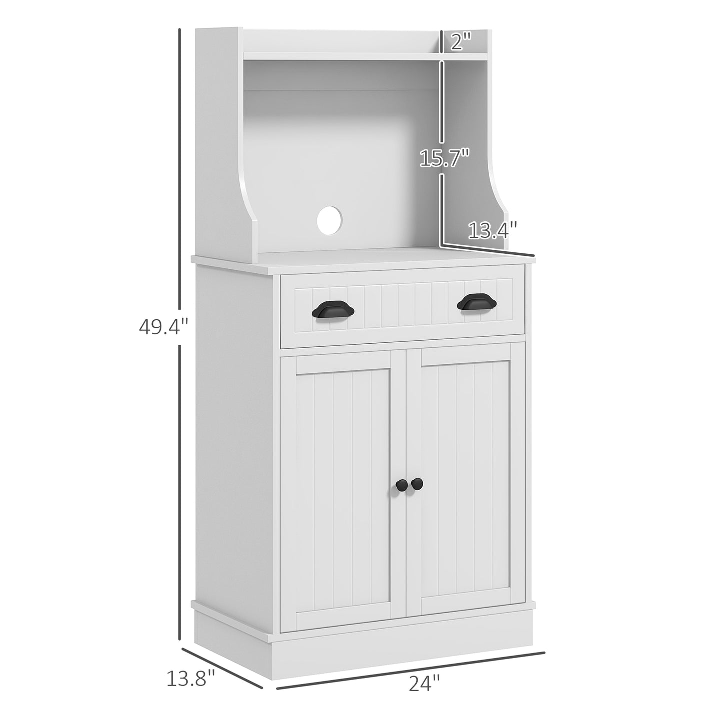 Kitchen Microwave Cabinet with Drawer, and Adjustable Shelf, Buffet