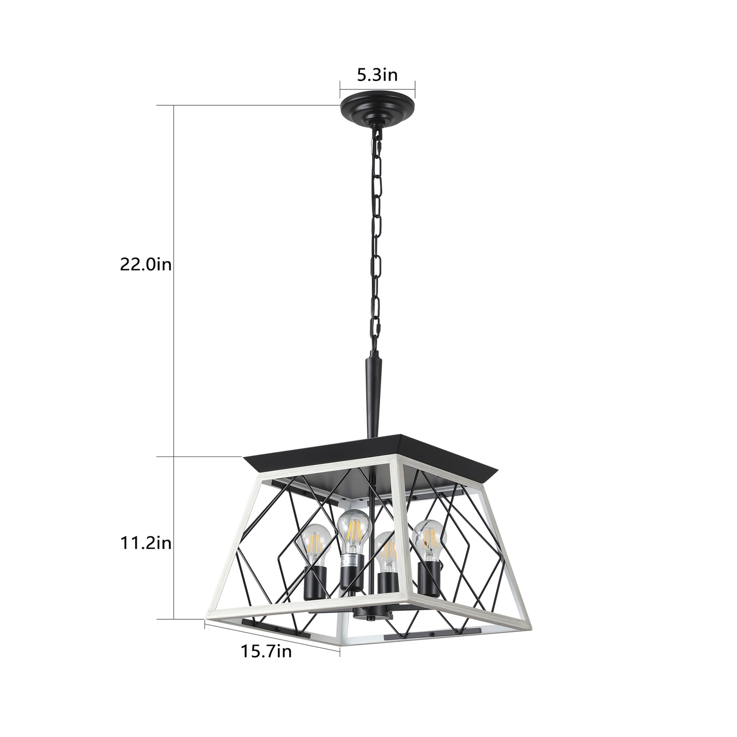 4-Light Farmhouse Chandelier - Rustic Metal Design for Dining Room