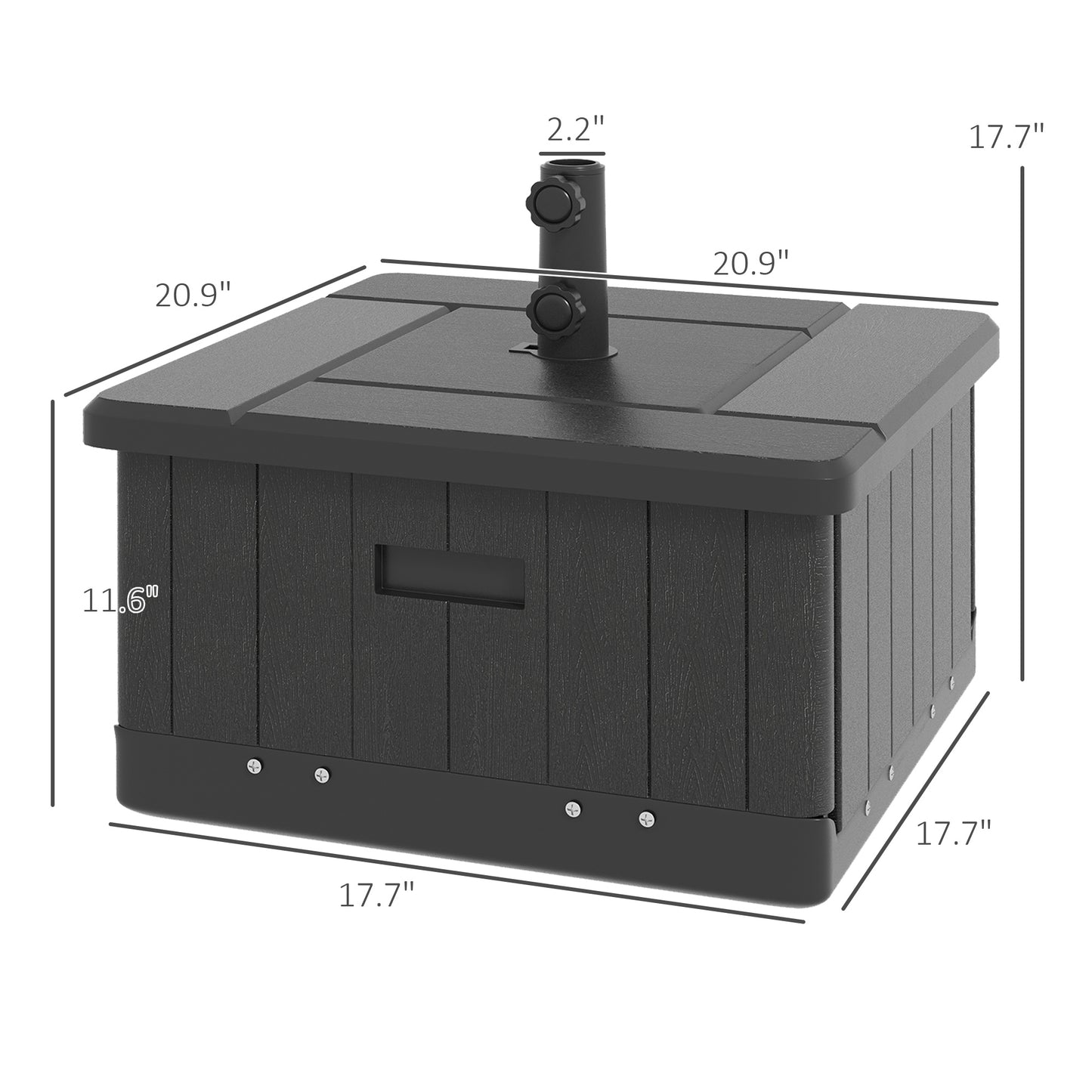 3-in-1 Outdoor Umbrella Base with Wheels, End Table & Planter - Black