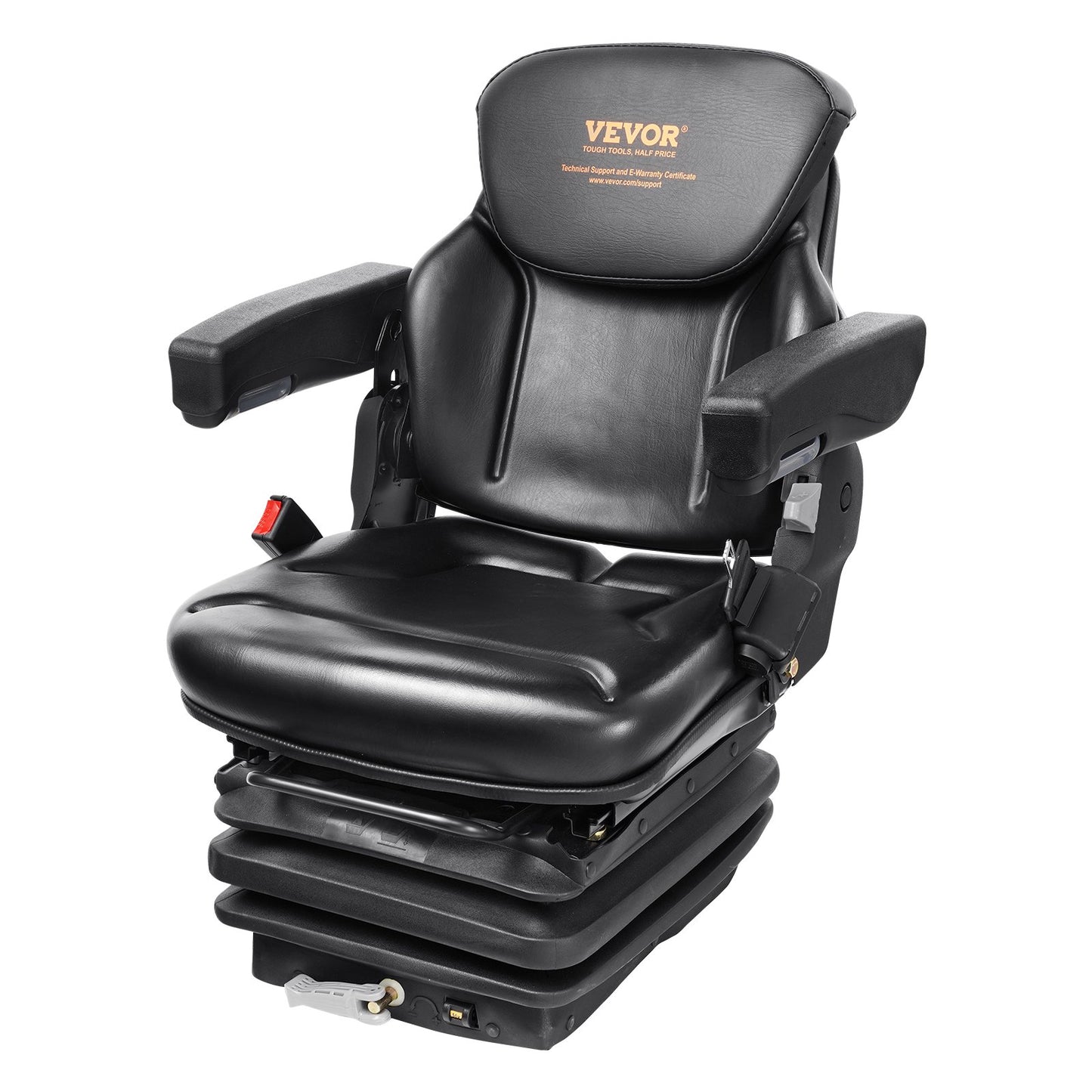 Universal Tractor Seat with Suspension, Adjustable Back & Armrests