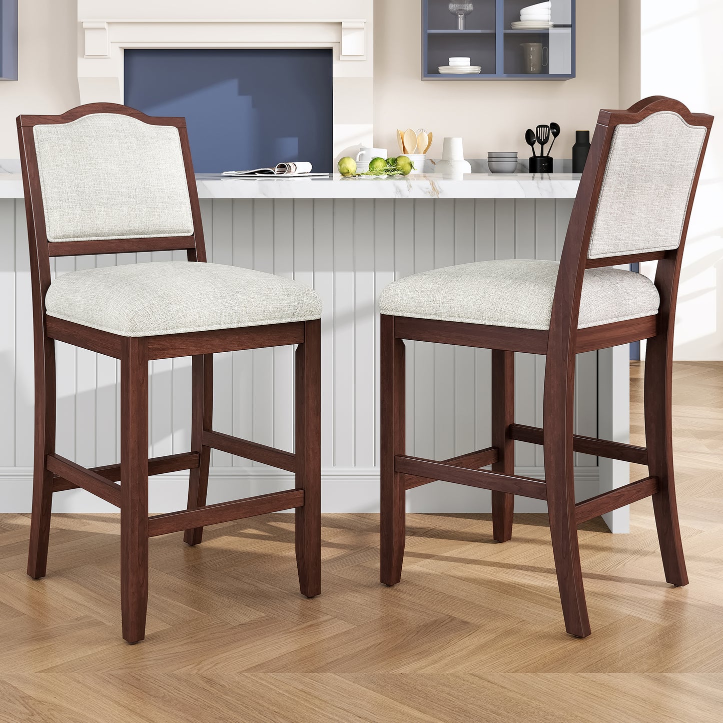Counter Height Bar Stools Set Of 2 - Rustic Pack With Rubber Wood
