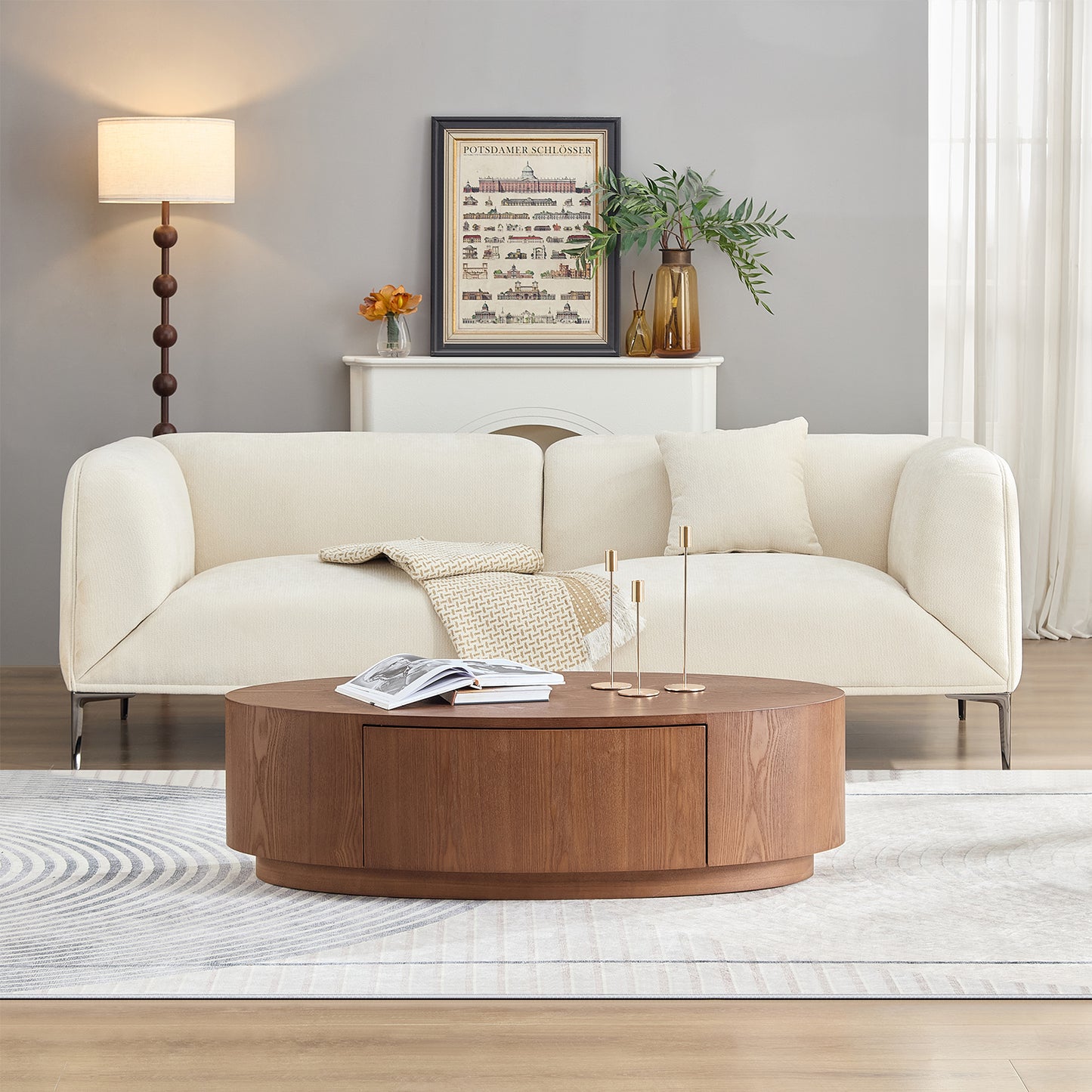 Modern Luxury Oval Coffee Table, Elegant Living Room Accent Piece,No