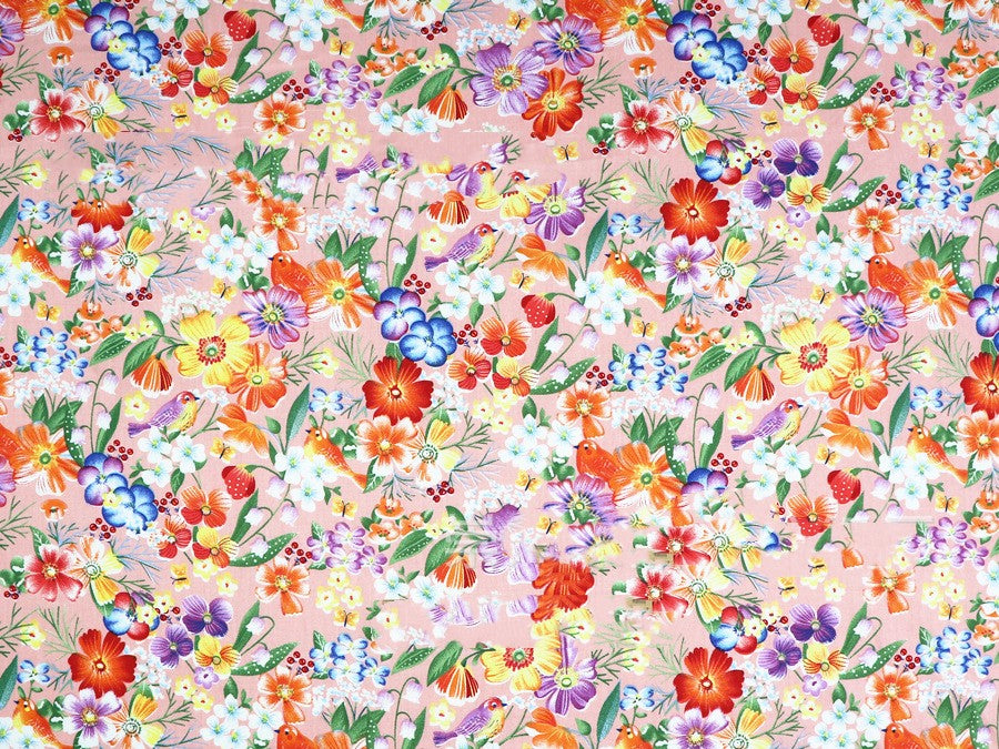 Small Floral Cotton Fabric - Water Printed Twill Material for Sewing, Bedding & Crafts