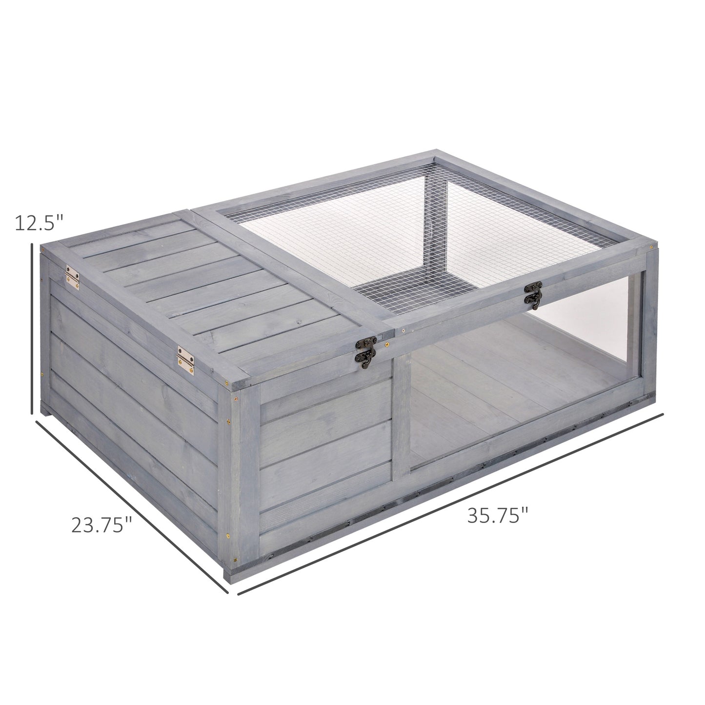 Wooden Reptile Cage with Sliding Tray for Turtles, Lizards, Snakes - Grey