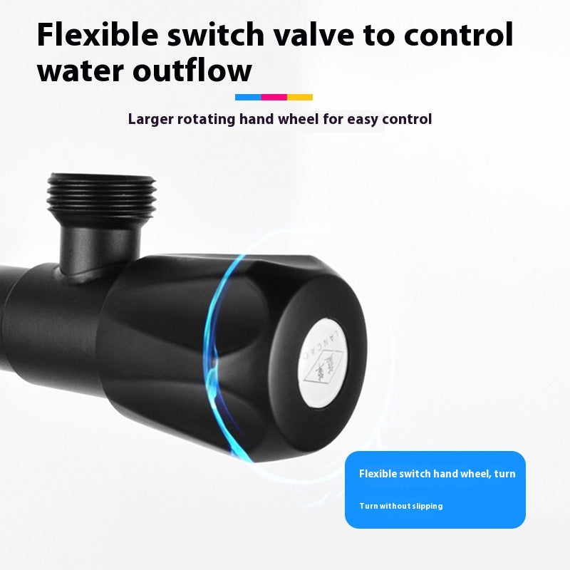 Stainless Steel Angle Valve Black Triangle Double Outlet Household Plumbing Fitting