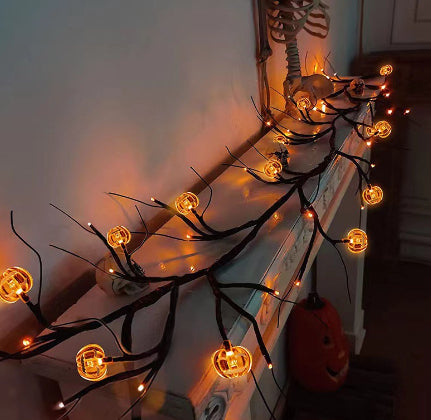 Halloween Rattan LED Tree Lights - Artificial Vines & Decorative Lighting