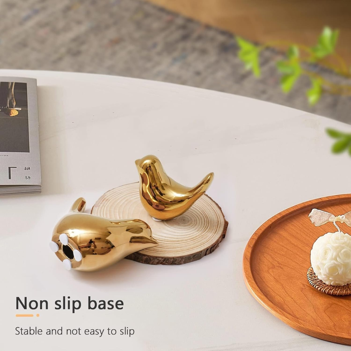 Gold Bird Statues - Modern Decorative Ornaments for Home & Office