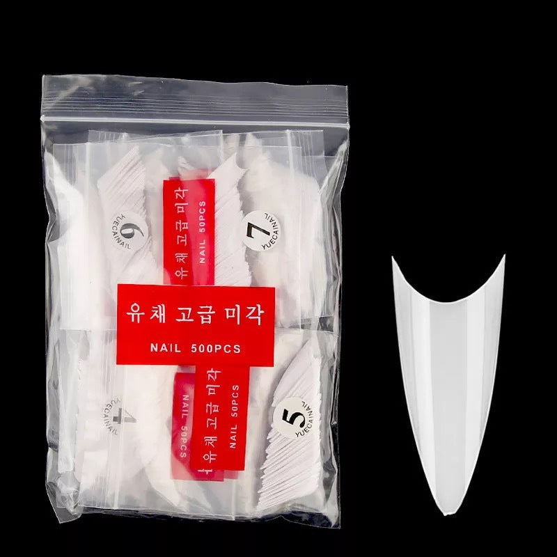500 Pcs Transparent White Nail Tips Fake Nails Manicure Supplies