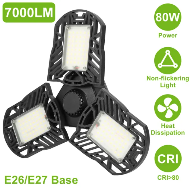 Deformable LED Ceiling Light for Workshops - Mountable, Adjustable Brightness