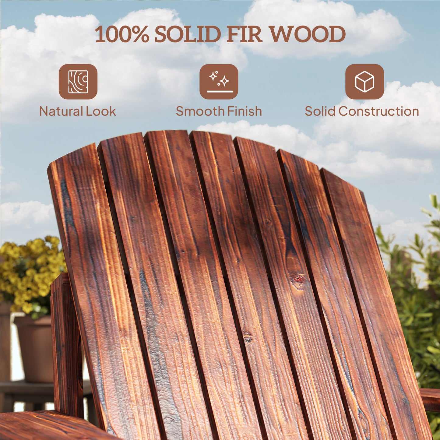 Brown Adirondack Chair with Cupholder - Outdoor Seating