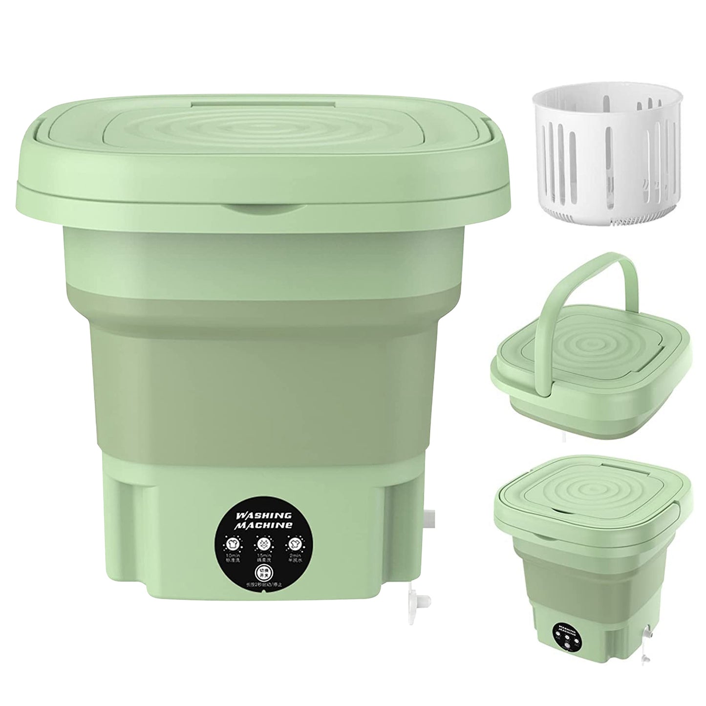 Portable Foldable Washing Machine with 3 Modes and Large 8L Capacity for Travel and Small Spaces