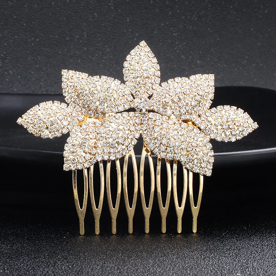 Elegant Bridal Rhinestone Hair Comb with Flower Design - Wedding Accessories