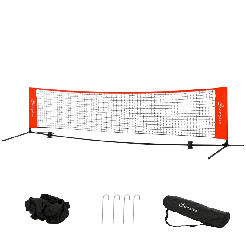 10ft Portable Soccer Tennis Net with Sideline & Storage Bag - Red